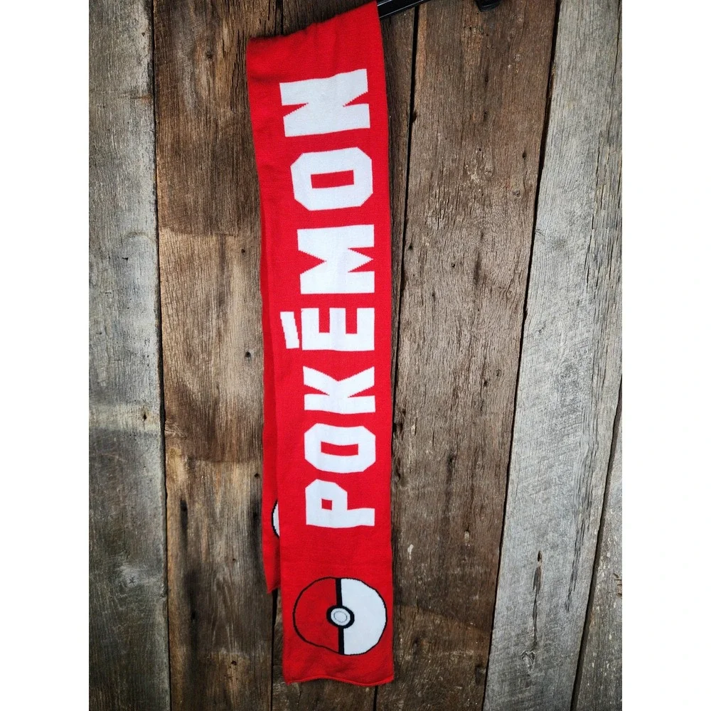Pokemon Nintendo Trainer Scarf Red White Knit Poke Ball